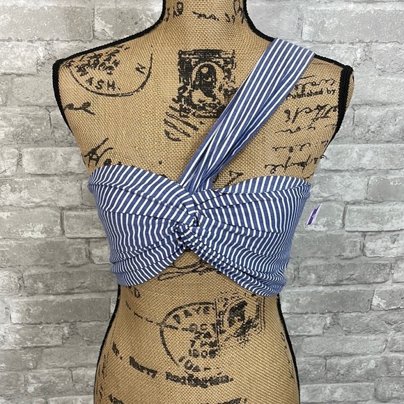 Willow One Shoulder Crop Striped Top - Picture 1 of 4